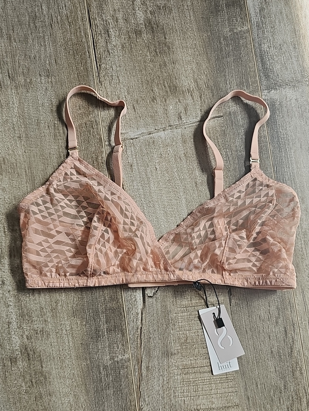 Huit Paris Soft Lace Luxury Bralette Blush Colour BNWT Sz 36C French Lingerie
